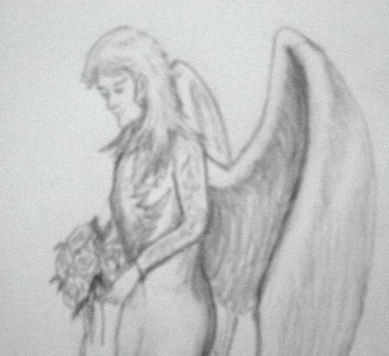 pencil drawing of skeleton angel